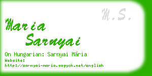 maria sarnyai business card